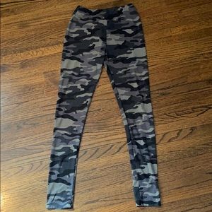 Gray and black camouflage leggings